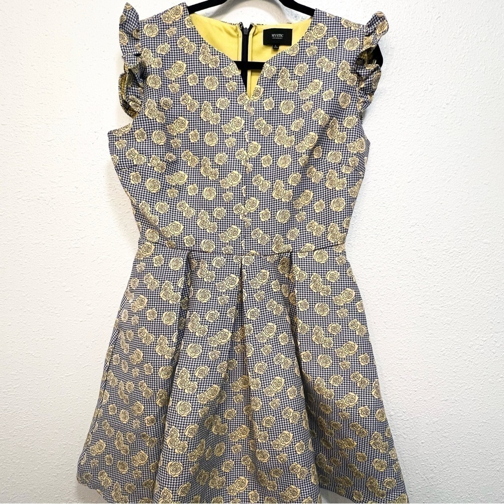 Mystic Los Angeles floral and gingham fit and flare dress